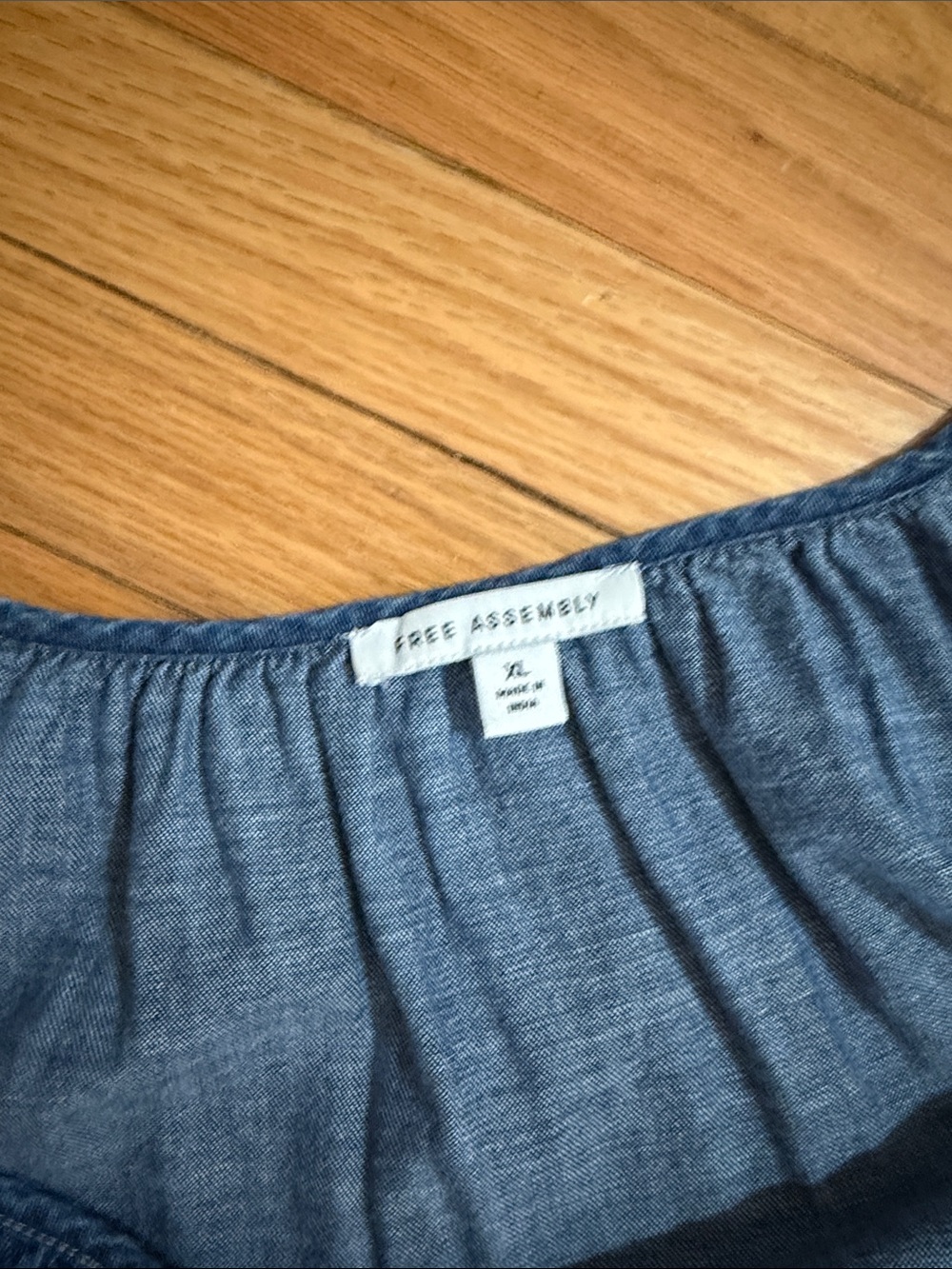 Free Assembly Denim Blue Short-Sleeve Tie-Waist Dress Button - Picture 3 of 6